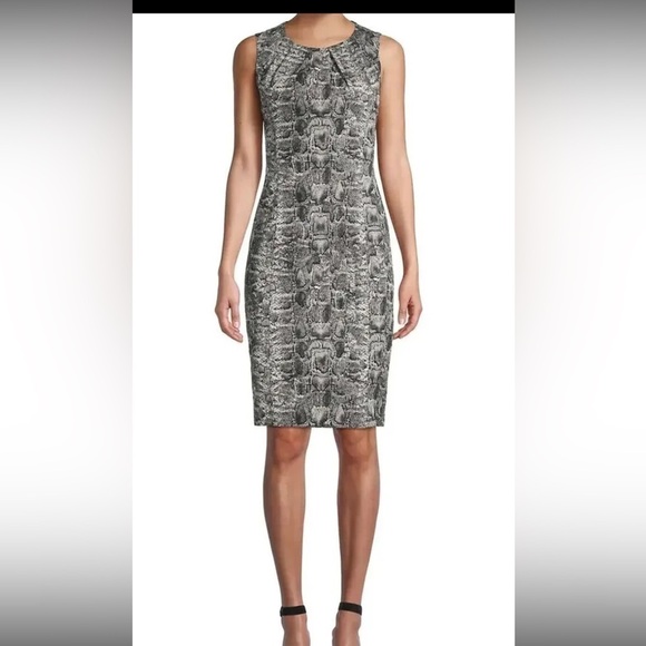 $498 KOBI HALPERIN Sz2 BEATRICE PYTHON-PRINT SLEEVELESS SHEATH DRESS - Picture 7 of 11